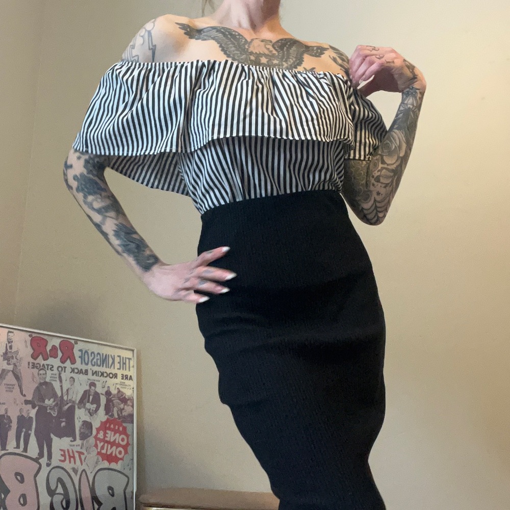 Striped Vintage Style Peasant Blouse L